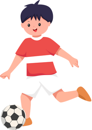 Niño jugando futbol  Ilustración