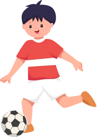 Niño jugando futbol  Ilustración