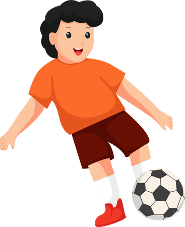 Niño jugando al fútbol  Ilustración