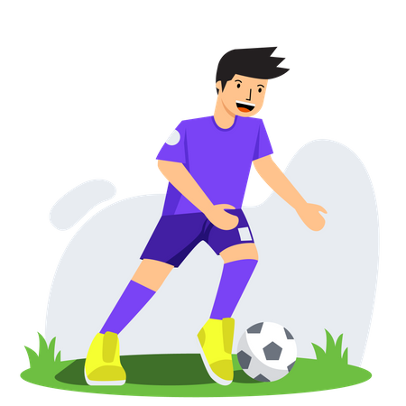 Niño jugando futbol  Ilustración