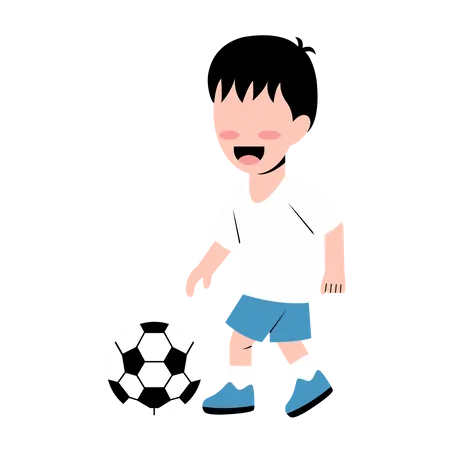 Niño jugando al fútbol  Ilustración