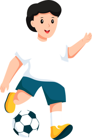 Niño jugando futbol  Ilustración