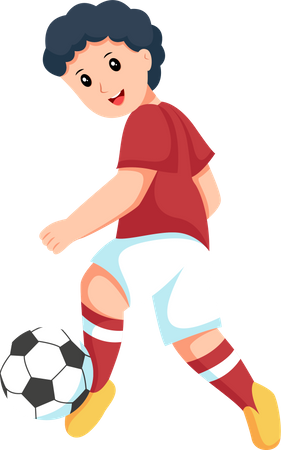 Niño jugando futbol  Ilustración