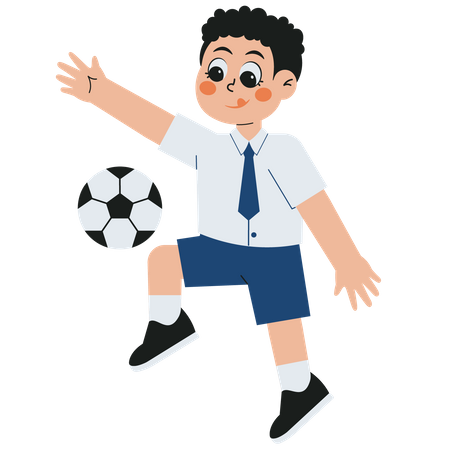 Niño jugando futbol  Ilustración