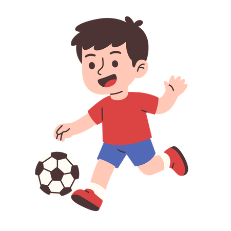 Niño jugando futbol  Ilustración
