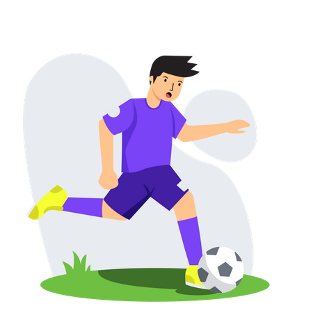 Niño jugando fútbol patada  Ilustración