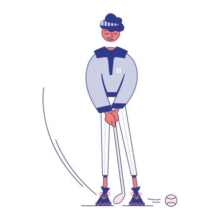Niño jugando golf  Ilustración