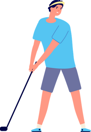 Niño jugando golf  Ilustración