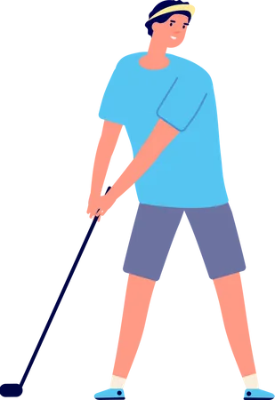 Niño jugando golf  Ilustración