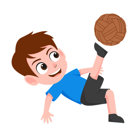 Niño jugando takraw  Ilustración