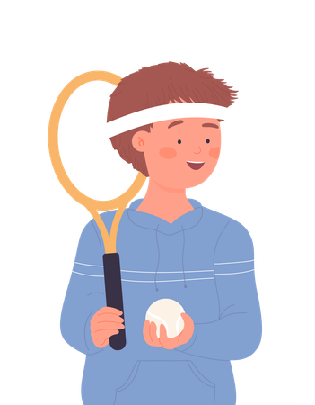 Niño jugando tenis  Ilustración