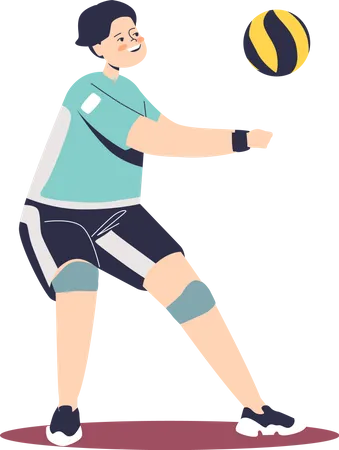 Niño jugando voleibol  Ilustración