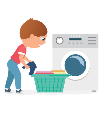 Niño lavando ropa  Ilustración