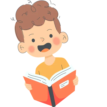 Niño leyendo un libro  Ilustración