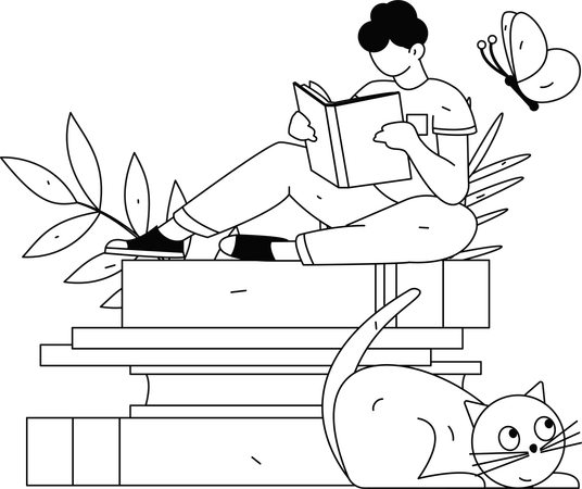 Libro de lectura de niño  Ilustración