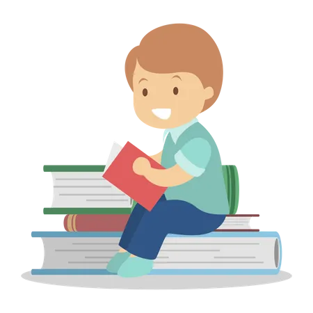 Niño leyendo un libro  Ilustración