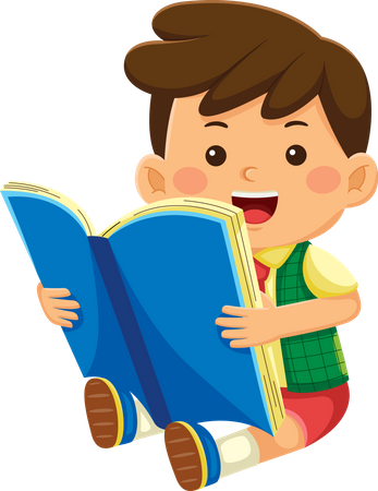 Libro de lectura de niño  Ilustración