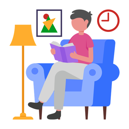 Niño leyendo en busca de inspiración  Ilustración