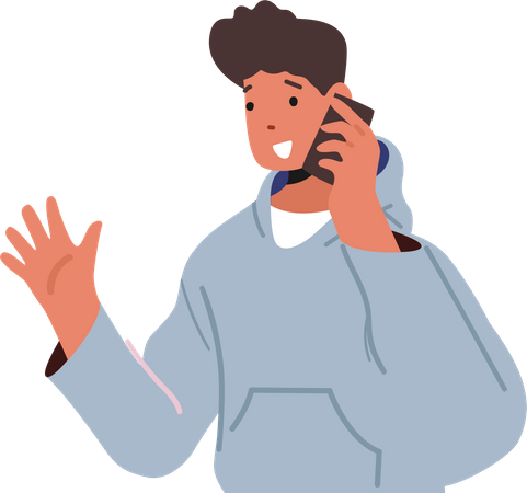 Niño llamando por teléfono móvil  Ilustración