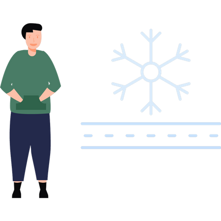 Niño mirando tela de invierno  Ilustración