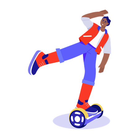 Niño montando aerotabla  Ilustración