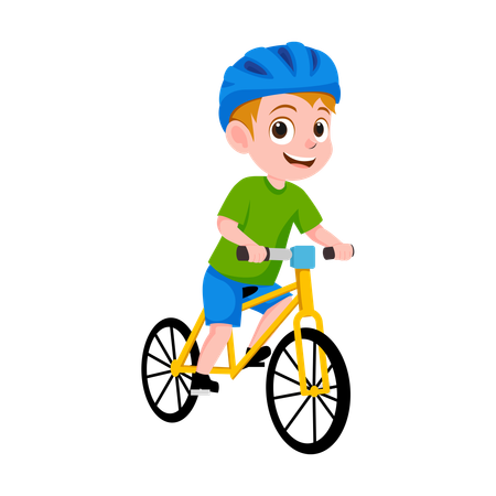 Niño montando bicicleta  Ilustración