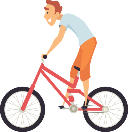 Niño montando bicicleta  Ilustración