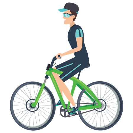 Niño montando bicicleta  Ilustración