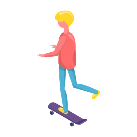 Niño montando patineta  Ilustración