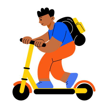 Niño montando scooter  Illustration