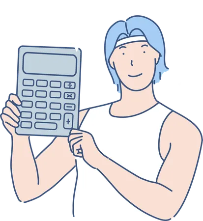 Niño mostrando calculadora  Ilustración