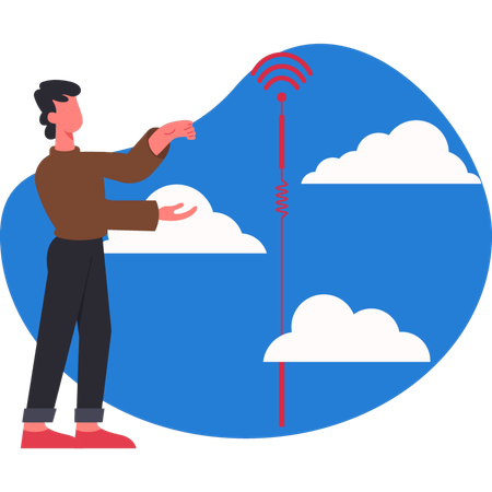 Niño mostrando datos de la nube  Ilustración