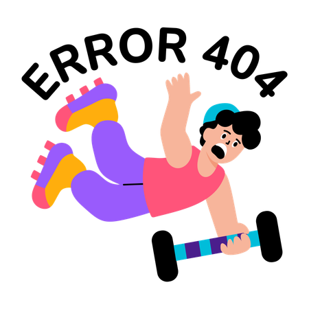 Niño mostrando el error 404  Illustration