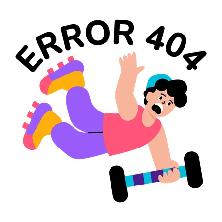 Niño mostrando el error 404  Illustration