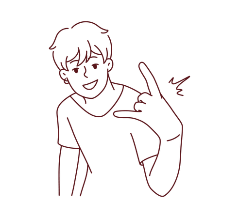 Niño mostrando signo de mano de roca  Ilustración