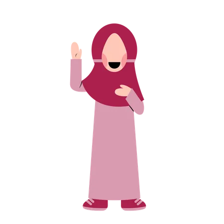 Niño musulmán agitando la mano  Ilustración