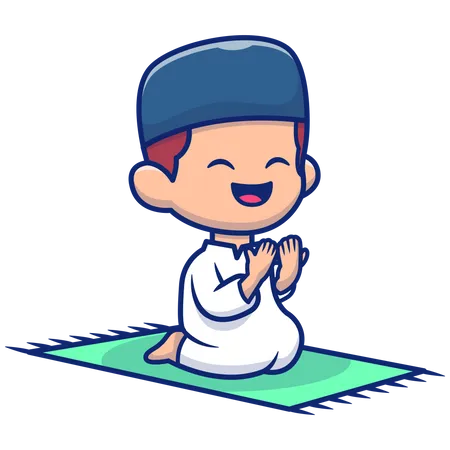 Niño musulmán haciendo namaz diario  Ilustración