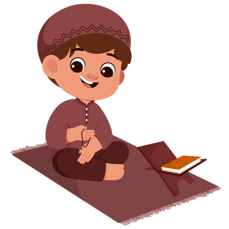 Niño musulmán recitando dhikr  Ilustración