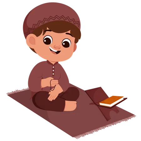 Niño musulmán recitando dhikr  Ilustración