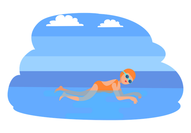 Niño nadando  Ilustración
