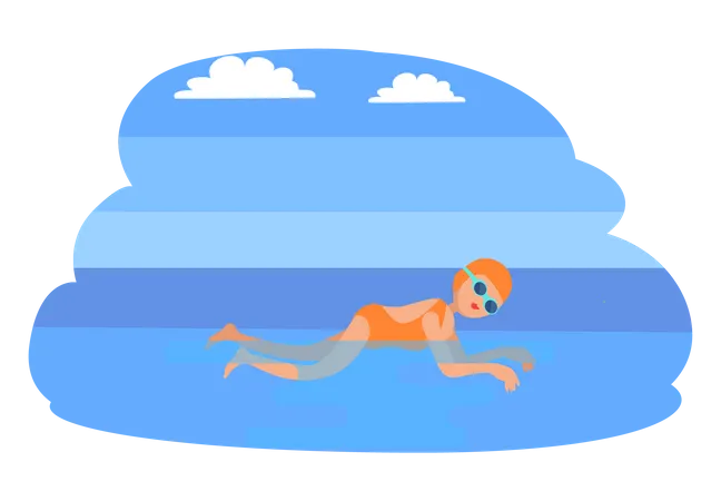 Niño nadando  Ilustración