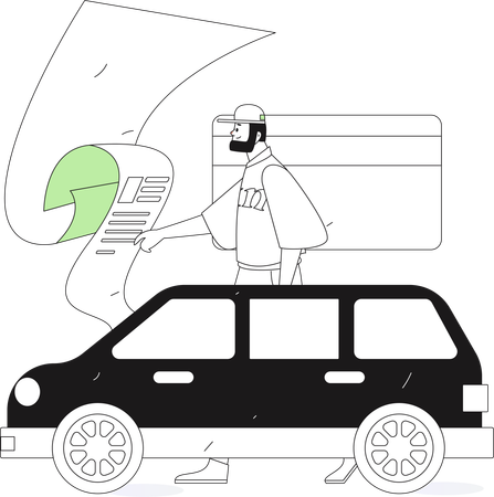 Niño pagando el seguro del vehículo  Ilustración