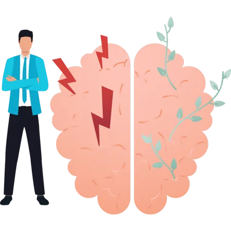 El niño se encuentra al lado del cerebro  Ilustración