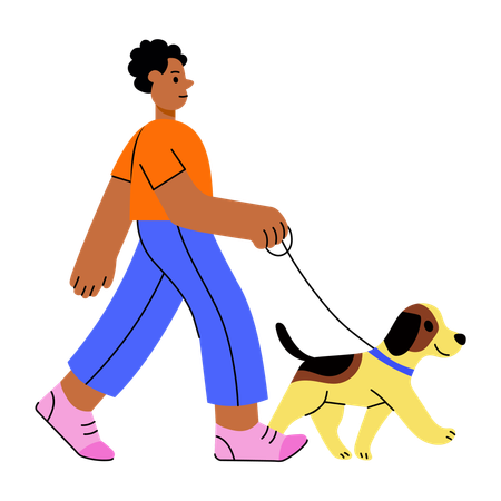 Niño paseando al perro  Illustration