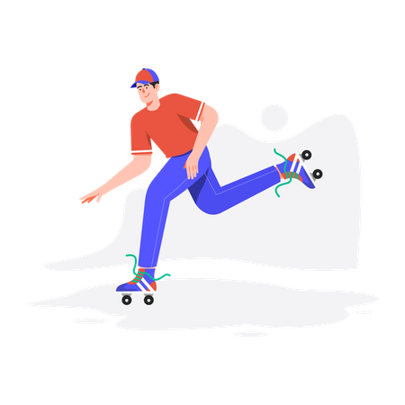 Niño paseo patinando  Ilustración
