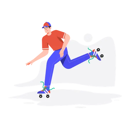 Niño paseo patinando  Ilustración