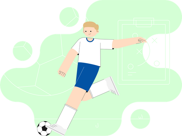 Niño pateando futbol  Ilustración