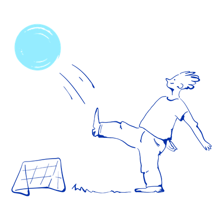 Niño pateando pelota  Ilustración