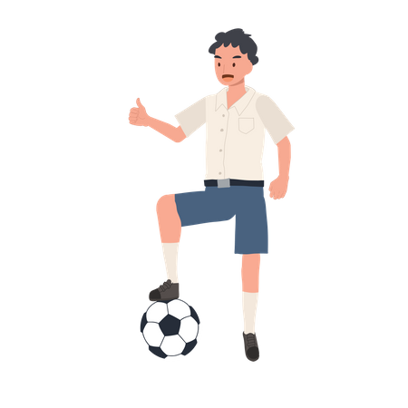 Niño pateando pelota  Ilustración