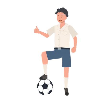 Niño pateando pelota  Ilustración